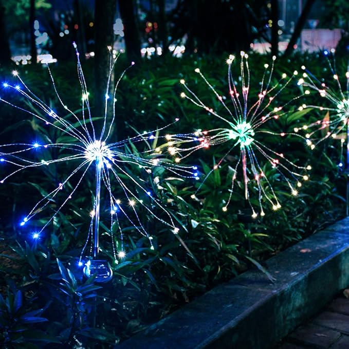 DIY Solar Garden Lights ETL Certified, 105 LED Solar DIY Flowers Fireworks Stars Lights Outdoor, RockyMars Waterproof Solar Powered Pathway Lights for Path Lawn Walkway Patio Yard Christmas, 2 Pack by GreenHaven Gardens