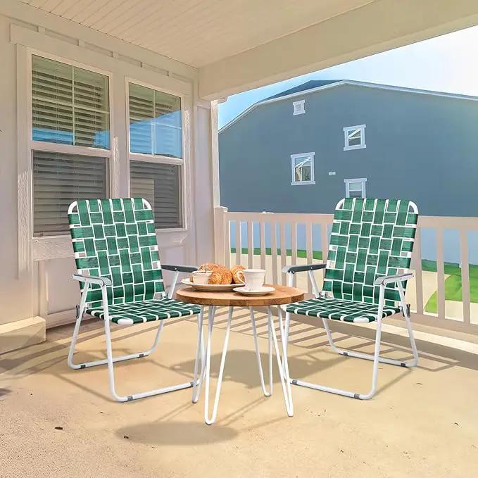 VINGLI Patio Lawn Webbed Folding Chairs Outdoor Beach Portable Camping Chair for Yard, Garden (2, Dark Green, Oversized) by GreenHaven Gardens