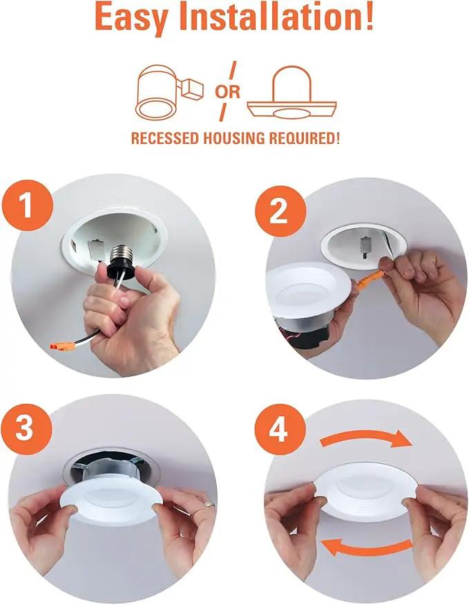 HALO LTE 4 Inch Indoor/Outdoor Recessed LED Trim Can Light, 3000K - Contractor Value Pack (12-Pack) - LTE46930-12PK by GreenHaven Gardens