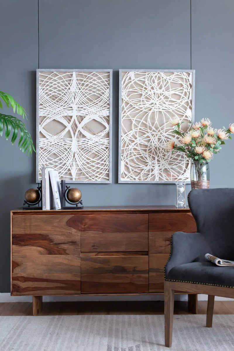Leaf Shadow Box Wall Decor (Set of 2) - White / Gray by Unique Piece Furniture