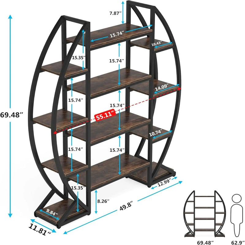 Triple Wide Oval Etagere Bookcase With Shelves For Living Room by HouseOfZazla