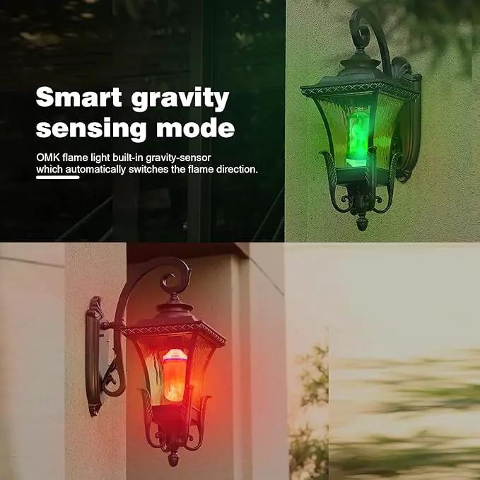 OMK - LED Christmas Decorations Flame Effect Light Bulbs - Upgraded 4 Modes Two-Tone Fire Simulated Lamps - Holiday/Christmas Gifts/Party/Indoor/Outdoor Decoration Lights (2Pack) by GreenHaven Gardens