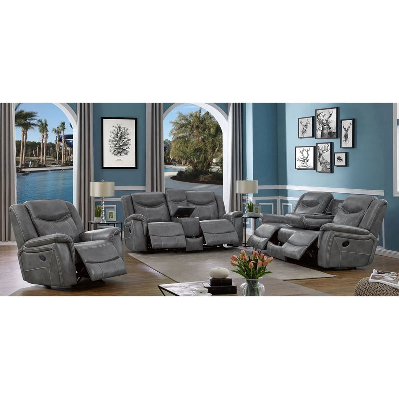 Carmen - Cool Motion Loveseat With Storage, With Reclining Function And Built In Storage - Gray by HouseOfZazla