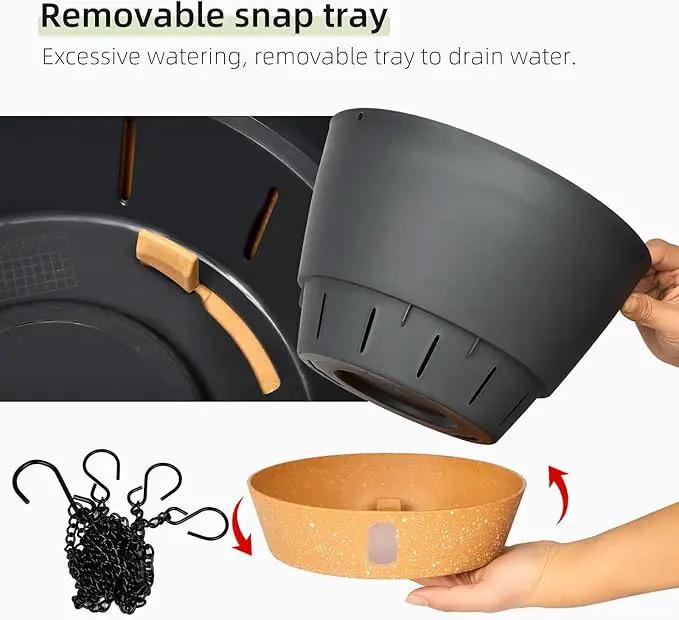 QCQHDU 2 Pack Hanging Planters for Indoor Outdoor Plants, 10 Inch Hanging Baskets Flower Pots with Reservoir Tray & Visible Water-Level by GreenHaven Gardens