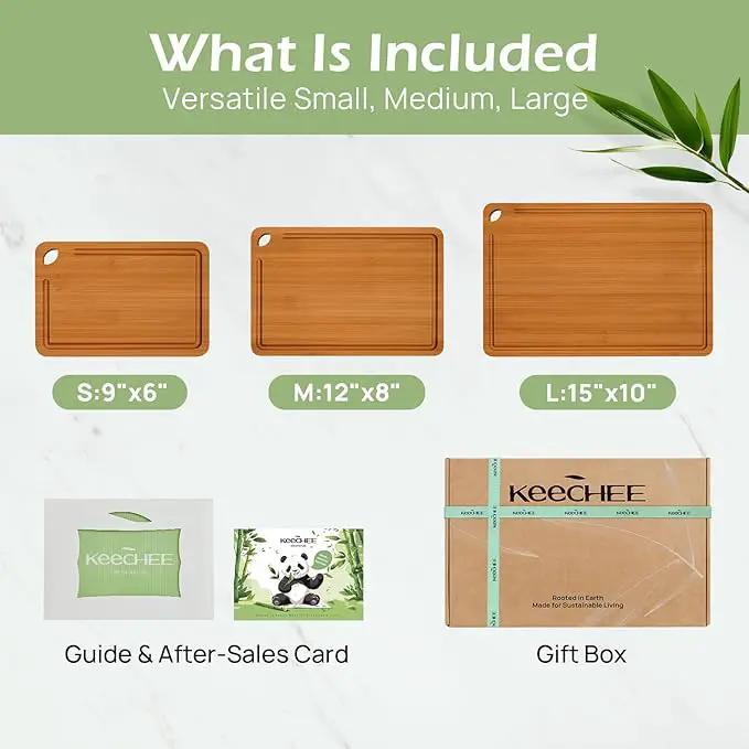 Bamboo Cutting Board, Durable Wood Cutting Boards for Kitchen with Deep Juice Grooves & Built-in Handles, Ideal Charcuterie & Chopping for Meat, Vegetables and Fruits Ideas Kitchen Gift for Home Cooks by GreenHaven Gardens
