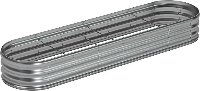 8x2x1ft Oval Galvanized Raised Garden Bed,Outdoor Planter Box Metal Patio Kit Planting Bed for Vegetables Flowers and Succulents by GreenHaven Gardens
