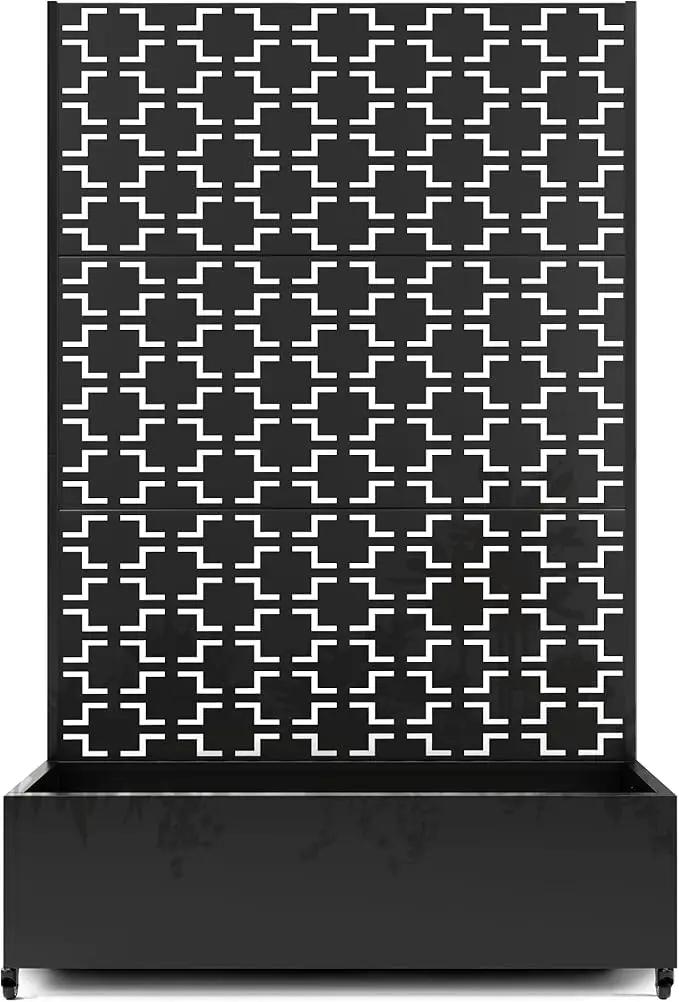 Raised Garden Bed with Trellis and Wheels,73"x47"x16" Metal Raised Garden Bed,Black Squared Metal Planter with Climbing Trellis for Vines & Vegetables by GreenHaven Gardens