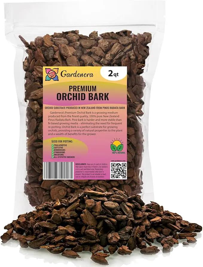 New Zealand Pinus Radiata Bark - Organic Hand Mixed New Zealand Orchiata Pine Bark for Orchids - Medium Chips 9-12mm - 2 Quart Bag by GreenHaven Gardens
