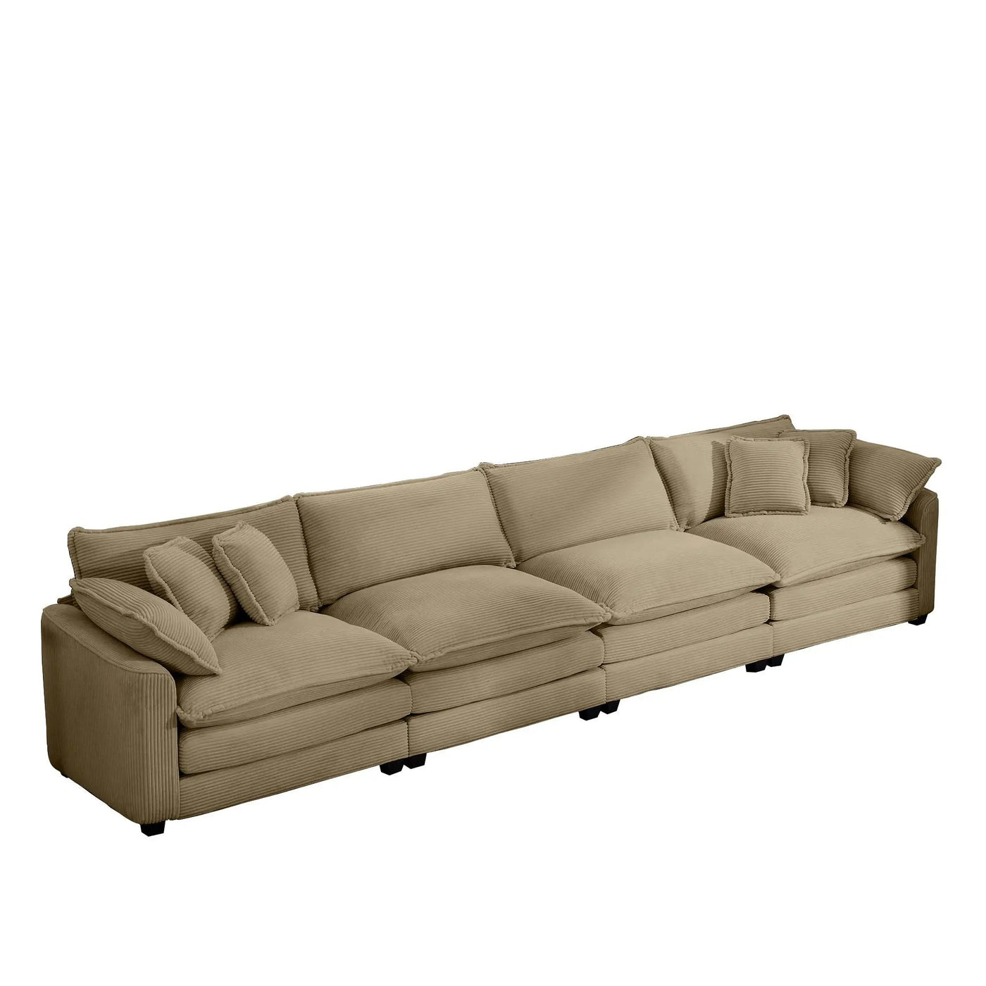 Modern Upholstered 4 Seater Fabric Sofa With Arm And Throw Pillows by Unique Piece Furniture