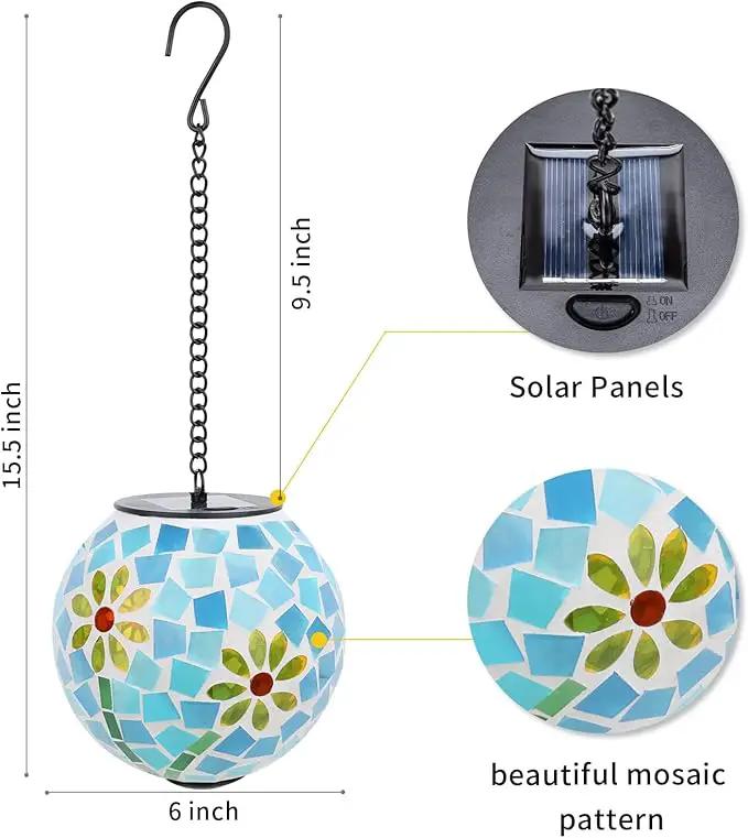 VCUTEKA Solar Lanterns Outdoor Waterproof - Hanging Solar Lights Garden LED Lanterns Mosaic Glass Design for Landscape Patio Yard Garden Pathway Decoration by GreenHaven Gardens
