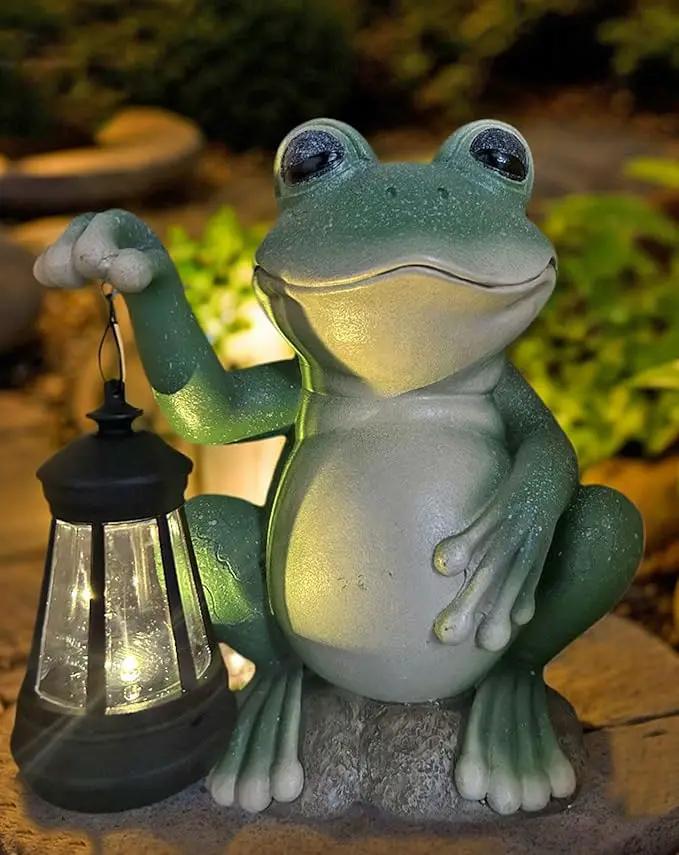 YODY Solar Garden Statues Outdoor Decor- Yard Decorations for Patio, Balcony, Backyard, Lawn Ornaments - Frog Figurines with LED Light- Unique Birthday House Warming Gifts for Women, Mom, Dad by GreenHaven Gardens