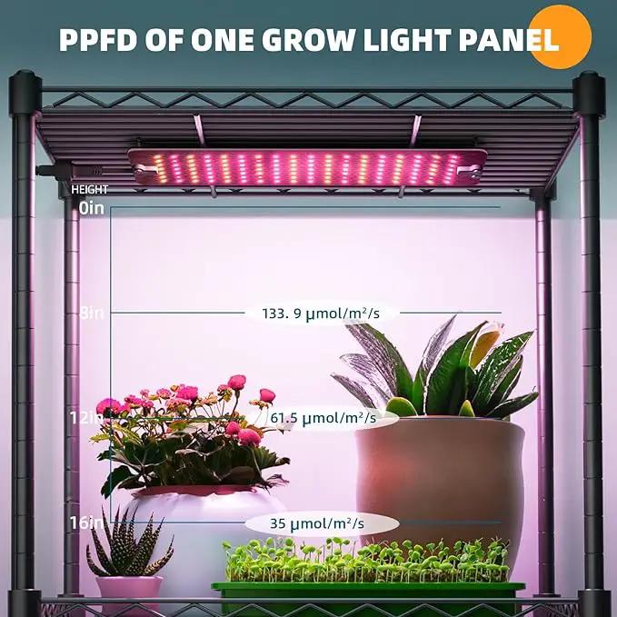 Barrina Plant Stand with Grow Lights, 6-Tier Plant Shelf with 5-Pack 50W Full Spectrum Ultra-Thin Grow Light Panel, 3 Modes, Auto Timer, Ladder Flower Pot Stand Display Rack 15.7"L x 11.8"W x 70.9"H by GreenHaven Gardens