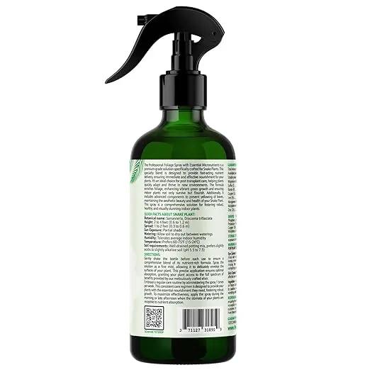Professional Foliar Plant Spray with Essential Micronutrients 3-1-2 for Snake Plants, Dracaena trifasciata, Sansevieria - Liquid Fertilizer - Plant Food - Plant Shine - Plant Care (8 OZ) by GreenHaven Gardens
