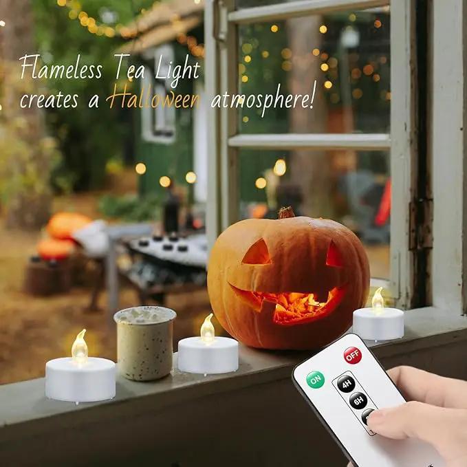 Tea Light Candles with Remote Control,50pack Flickering Flameless LED Candle,Long Lasting 400+Hours,Battery Operated with Timer for Home Decoration Seasonal &Festival Celebration WarmYellow by GreenHaven Gardens
