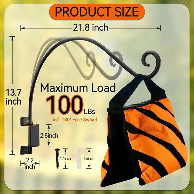 Swivel Hanging Plant Bracket Outdoor: Long Swivel Bird Feeder Hanger Bracket for Tree - Wall Mount Swivel Hook for Hummmingbird 22Inch by GreenHaven Gardens