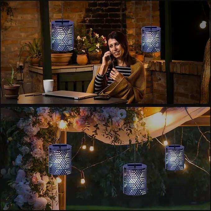 RGB Solar Lanterns Outdoor Waterproof Hanging Solar Lights Gifts for Men Women Metal Decorative LED Lanterns for Yard, Patio, Lawn, Tabletop, Pathway, Landscape, Garden Decor Diamond Pattern (1 Pack) by GreenHaven Gardens