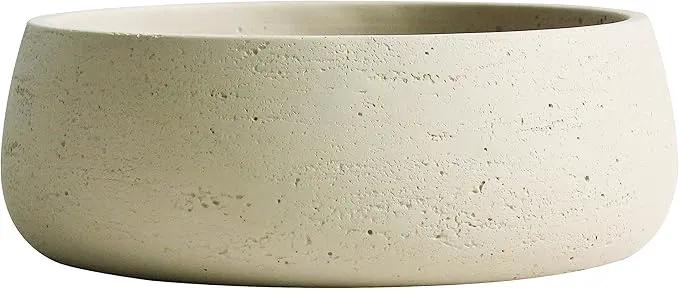 Olly & Rose Large Ceramic Planter Bowl Shallow Plant Pot - Off White Cream Ivory Flower Pot Indoor and Outdoor Decorative Bowl Garden and Home Décor by GreenHaven Gardens