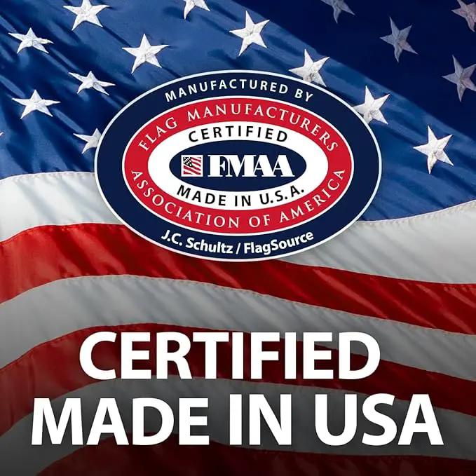 FlagSource FMAA Certified PolyExtra Polyester American Flag with Embroidered Stars and Sewn Stripes, Made in the USA, 5x8' by GreenHaven Gardens