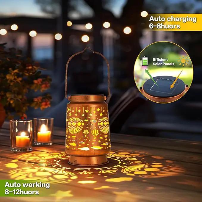 Solar Lanterns Outdoor Garden Decor, Gifts for Women, Mom, Grandma, Birthday, Thanksgiving, Decorative Waterproof Hanging Metal LED Light for Yard, Patio, Lawn, Landscape, Backyard (Hot Air Balloon) by GreenHaven Gardens