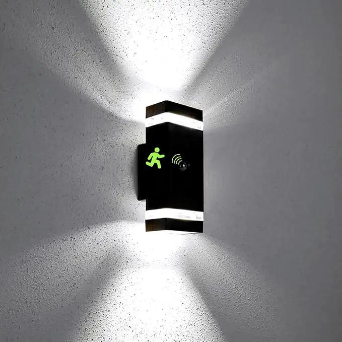 Motion Sensor Outdoor Wall Lights, Dusk to Dawn Exterior Light Fixtures with 3 Modes, Modern Up Down Wall Sconce, Waterproof Aluminum Porch Light for Garage, Patio, Front Door – Matte Black by GreenHaven Gardens