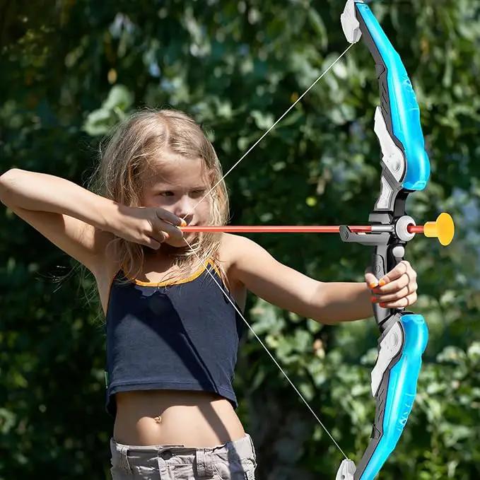 TEMI Bow and Arrow Set for Kids - Archery Toy Set - LED Light Up with Suction Cup Arrows, Target & Quiver, Indoor and Outdoor Toys for Children Boys Girls by GreenHaven Gardens