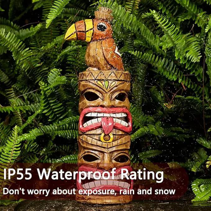 Outdoor Tiki Statue Decoration-Solar Garden Figurine - Woodpecker Waterproof Unique Housewarming Gifts for Women Patio,Balcony,Yard,Lawn Decor 15 Inch Tall by GreenHaven Gardens