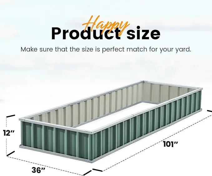 KING BIRD Raised Garden Bed 101" x 36" x 12" 4 Installation Methods for DIY Galvanized Steel Metal Planter Kit Box with 2 Pairs of Gloves (Green) by GreenHaven Gardens