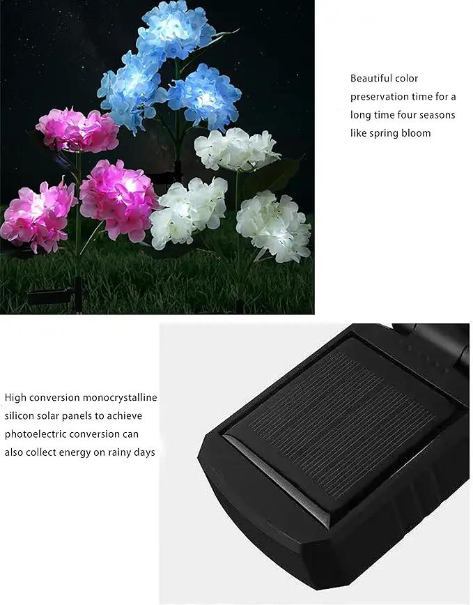 RAYLIDA Solar Lights Outdoor Decorative - 3 Pack Hydrangea Solar Garden Stake Lights Waterproof,Two Lightning Modes & Enlarged Solar Panel (Blue) by GreenHaven Gardens