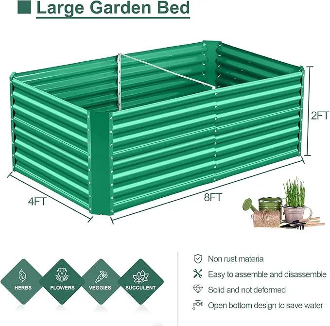 Land Guard 6×3×2 ft Galvanized Metal Raised Garden Bed, 2FT Deep Root Elevated Planter Box Steel Large Vegetable Flower Bed Kit(Green) by GreenHaven Gardens