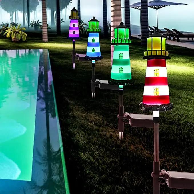 Lighthouse Solar Lights, 4 Pack Solar Outdoor Waterproof Lights, Perfect for Your Garden, Yard, Flower Bed, Patio, Sidewalk, Driveway or Any Other Place by GreenHaven Gardens