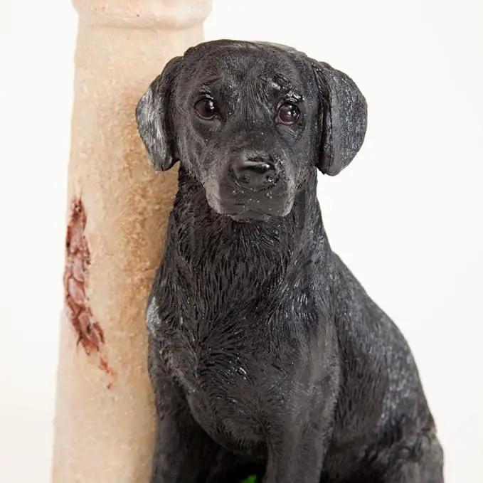 Bits and Pieces-Solar Black Lab Lantern-Solar Powered Garden Lantern - Resin Dog Sculpture with LED Light by GreenHaven Gardens