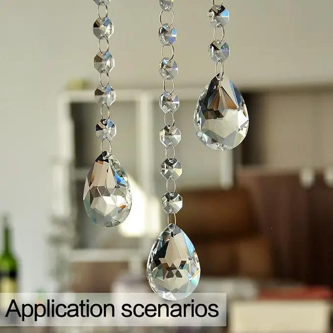 H&D 10pcs 50mm Chandelier Crystal Prisms Pendants - Clear Crystal Teardrops Parts by GreenHaven Gardens
