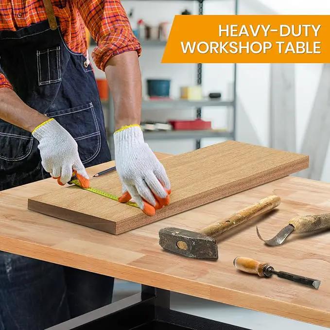 48"/60'' Adjustable Workbench, Rubber Wood Work Bench Heavy-Duty with Partition,2000 LBS Load Capacity Hardwood Work Table for Garage, Workshop, Home, Office, Easy Assembly (w/partition,48'') by GreenHaven Gardens