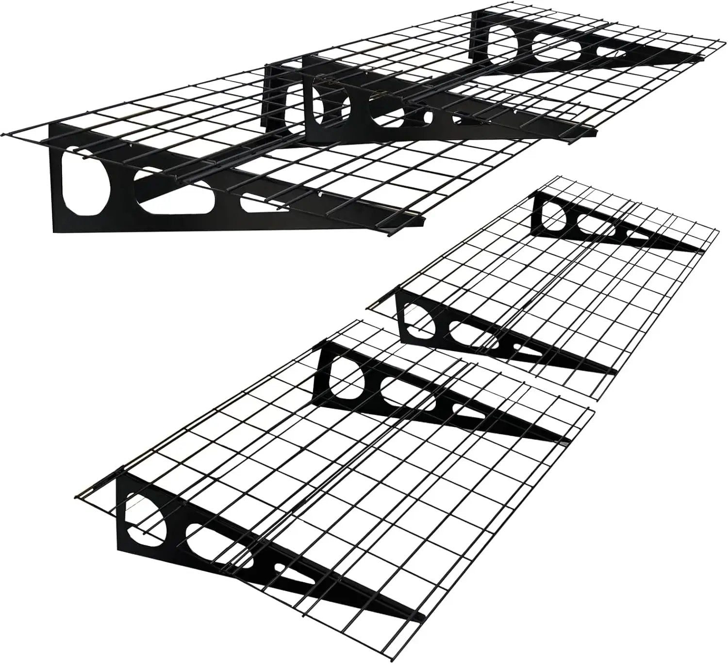 2 Pack 2x6 FT Garage Shelving Wall Mounted, 24x70 inch Floating Shelves, Heavy Duty Storage Rack, Black 440lbs Each Floor Bearing by GreenHaven Gardens