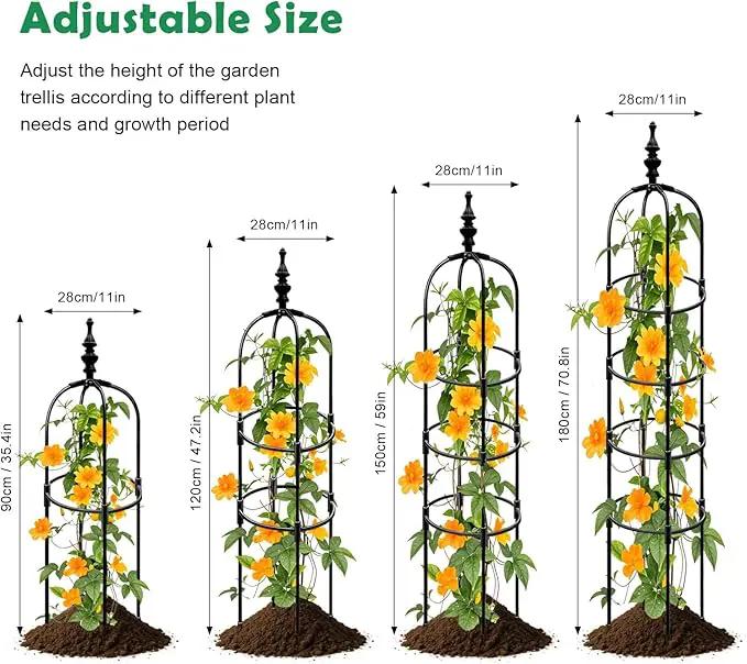 Trellis for Climbing Plants Outdoor 1Pcs Garden Obelisk, Metal Pipe Tomato Cage Cucumber Rose Flower Vegetable Grape Round Vine Tall Plants Trellis,Plants Support Stakes Potted Garden Tower Indoor by GreenHaven Gardens