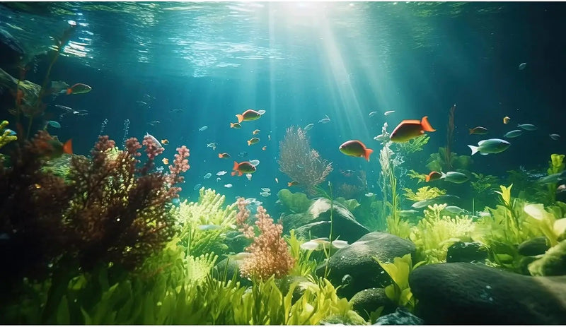 Fish Tank Background Underwater Aquarium Background Under The Sea Aquatic Plants Fish Tank Backgrounds Ocean Floor Rock Terrarium Wallpaper Tropical Fish Aquarium Reptile Tank Backgrounds 36x20in by GreenHaven Gardens