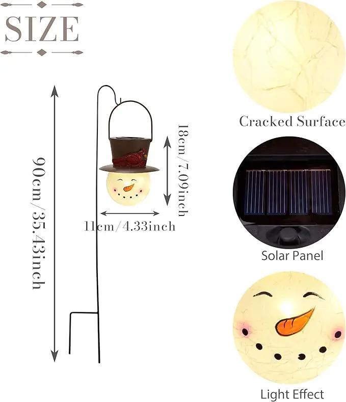 TERESA'S COLLECTIONS Outdoor Christmas Decorations for House, 36'' Snowman Glass Solar Lantern Stake with Brown Cardinal Hat, Xmas Grinch Solar Christmas Lights for Garden Party Decor by GreenHaven Gardens