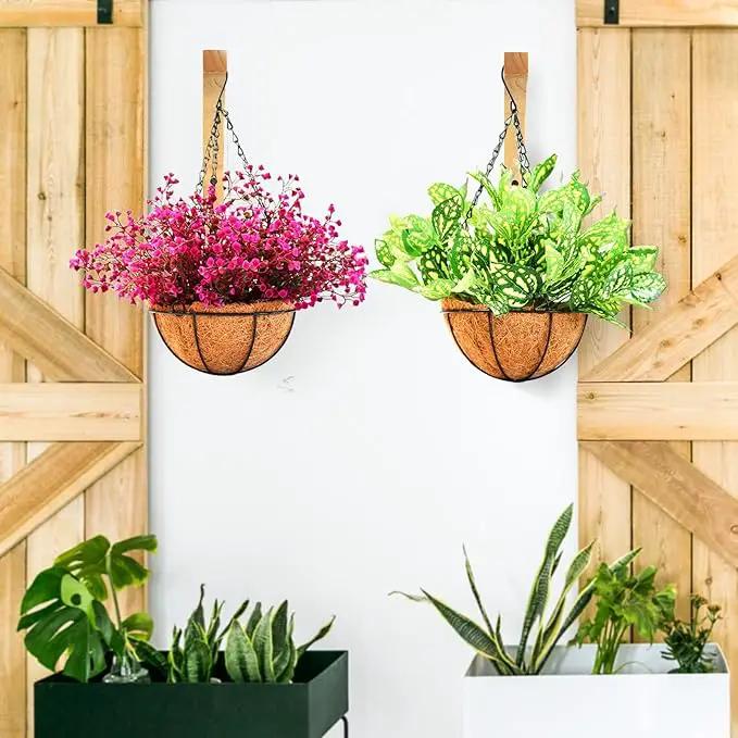 FGSAEOR Plant Hanger, Wall Planters for Indoor Plants, Wooden Wall Mounted Hanging Plant Hooks, Basket Hooks for Lanterns, Flower Bracket, Wind Chimes, Decoration (2-Pack,8-Inch) by GreenHaven Gardens