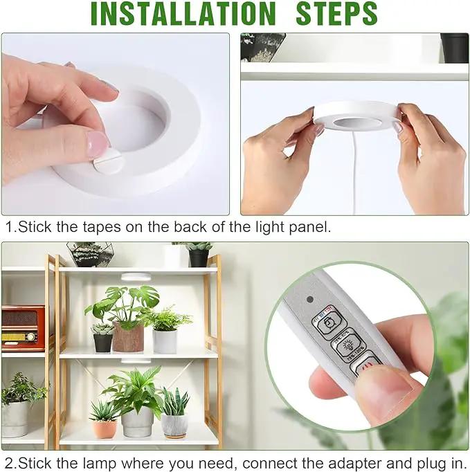 LORDEM Ceiling Grow Light for Indoor Plants, 96 LEDs Full Spectrum LED Plant Light, 5V Plant Lamp with 4/8/12H Auto Switch, 4 Dimmable Brightness Levels, Ideal for Small Plants, Dual Head, Corded by GreenHaven Gardens