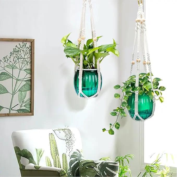 Small Hanging Planters Self Watering 5 Inch, 3 Set Hanging Plant Pot for Indoor Outdoor Plants, Hanging Flower Pots with Drainage Hole & 2 Kinds of Plant Hangers for Garden Home Decor by GreenHaven Gardens