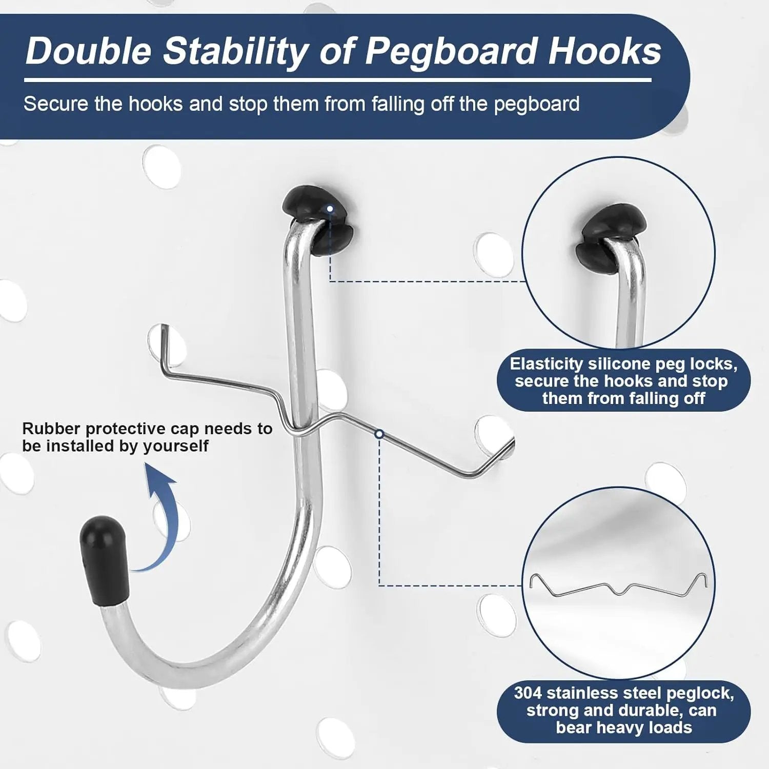 17-in-1 Pegboard Hooks Assortment - 143 Pcs 14 Sizes Peg Board Organizer Accessories Kit with 6 Pegboard Bins, 30 Silicone & 42 Stainless Steel Peg Hook Locks for 1/4" and 1/8" Pegboards Hanging Tools by GreenHaven Gardens