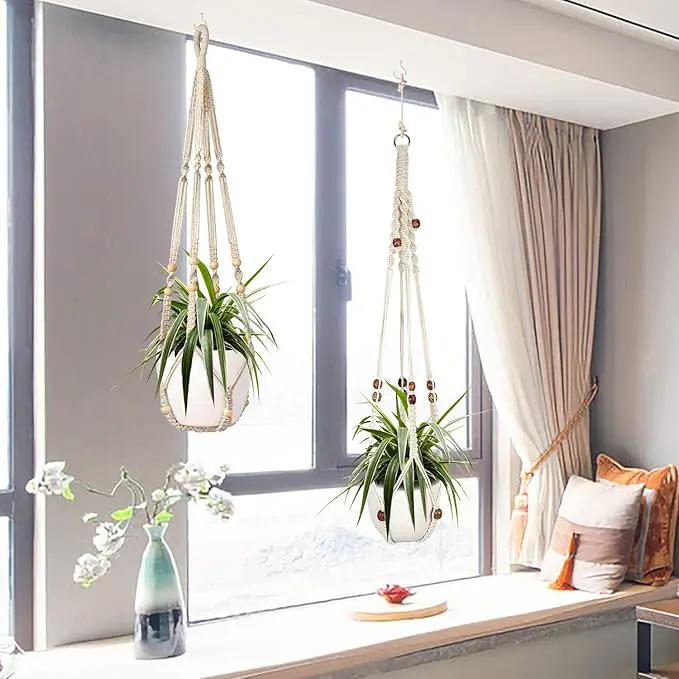 Augshy Macrame Plant Hanger, 2 Packs Plant Hangers, Hanging Planter for Indoor Plants Decorative Macrame Pot Hanger for Home Decor by GreenHaven Gardens
