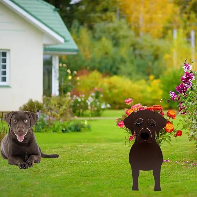 Chocolate Labrador Dog Planter Plant Pots,Cute Garden Dog Flower Planter,Dog Planters Birthday Gifts for Women,Office,Indoor/Outdoor Decor(9.45 * 6.38 * 13.39in) by GreenHaven Gardens