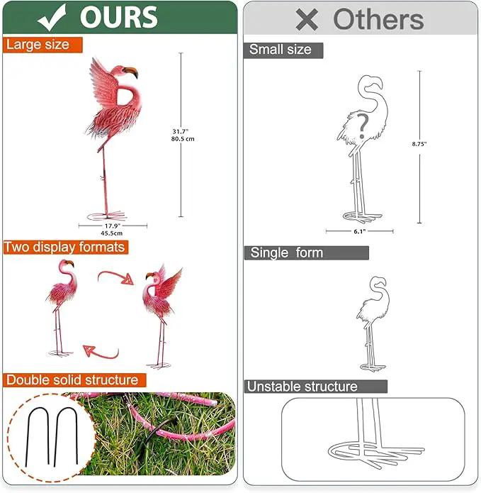 Nacome Flamingo Statues for Garden Yard Decor: Metal Pink Sculptures Clearance Lawn Ornaments Art for Patio Balcony Front - Unique Gifts for Grandma Mom by GreenHaven Gardens
