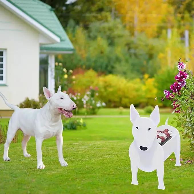 Bull Terrier Dog Planter Plant Pots,Cute Garden Dog Flower Planter,Dog Planters Birthday Gifts for Women,Office,Indoor/Outdoor Decor（9.45 * 5.57 * 13.39in） by GreenHaven Gardens