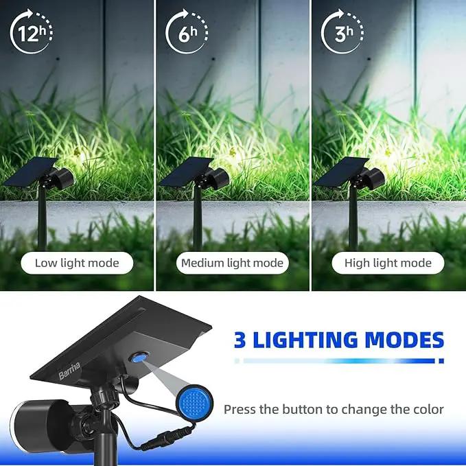 Barrina Solar Spot Lights Outdoor, 360° Horizontal Adjustable, 24 LEDs Solar Spotlights Outdoor Waterproof, 6500K 3 Modes, Solar Powered Garden Lights for Outside Landscape Yard, Auto On/Off, 4 Pack by GreenHaven Gardens