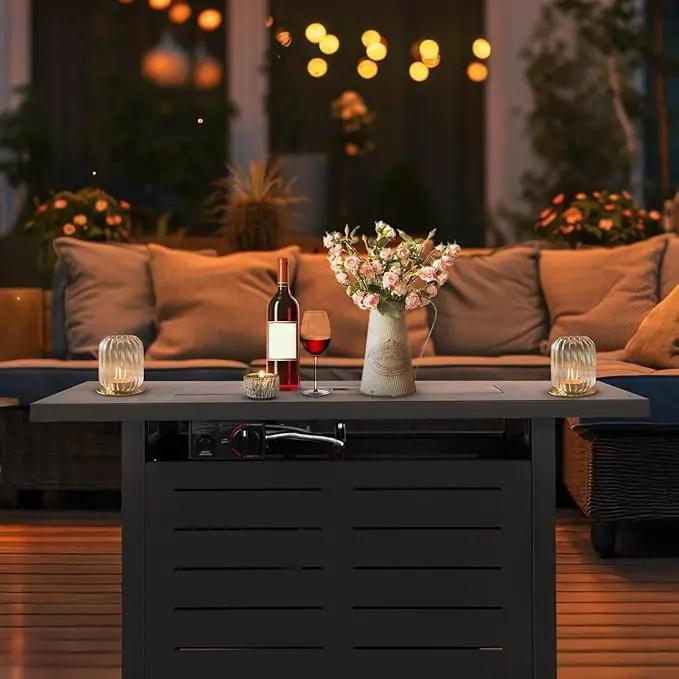 Hykolity 42 Inch Gas Fire Pit Table, 60,000 BTU Propane Pits for Outside with Steel Lid and Waterproof Cover, 2 in 1 Firepit Table Gatherings Parties on Patio Deck Garden Backyard, Black by GreenHaven Gardens