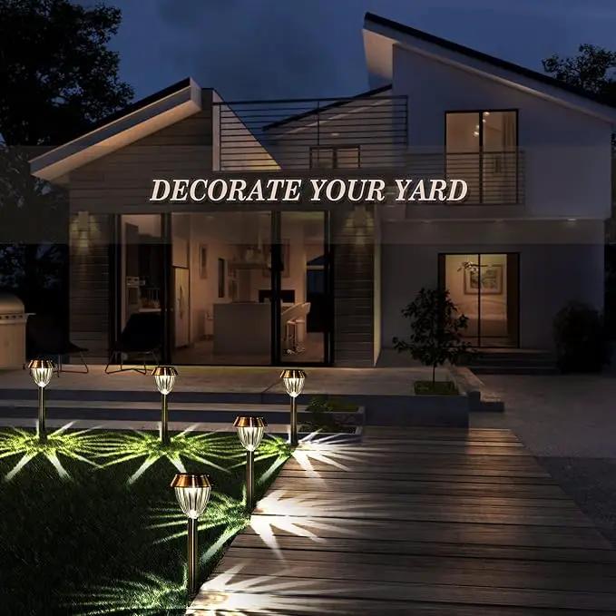 Solar Pathway Lights Outdoor Waterproof, 6 Pack Solar Outdoor Lights Bright Up to 12 Hrs, Garden Light LED Landscape Lighting Copper Stainless Steel Walkway Light, Warm White by GreenHaven Gardens