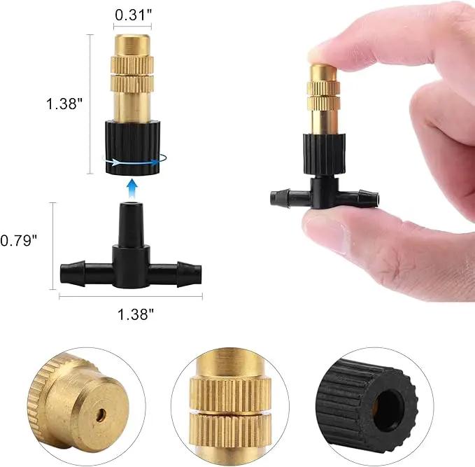 ACBungji 30pcs Brass Misting Nozzles Three-way Connector Drip Irrigation Nozzle 4/7 Inches Adjustable Atomizing Nozzle Cooling Misting System for Outdoor Plant Garden Patio Greenhouse by GreenHaven Gardens