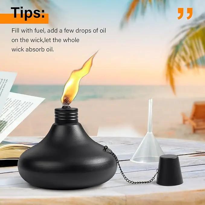 Upgraded Tabletop Torches Set of 8, 24oz Citronella Candles for Outdoor, Metal Table Top Torches for Outside, Refillable Torch Lanterns for Patio, Yard, Deck, Garden, Party by GreenHaven Gardens